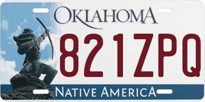 OK license plate 821ZPQ