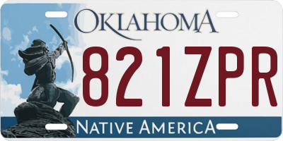 OK license plate 821ZPR