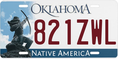 OK license plate 821ZWL