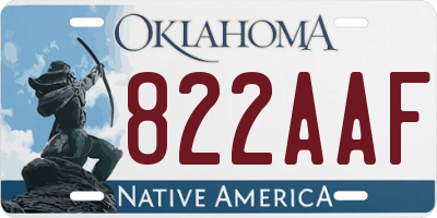 OK license plate 822AAF