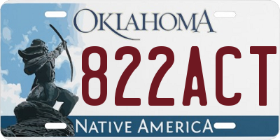 OK license plate 822ACT