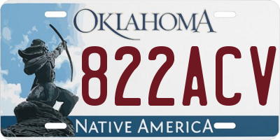 OK license plate 822ACV