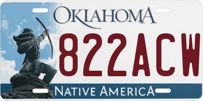 OK license plate 822ACW