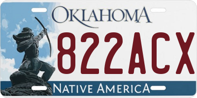 OK license plate 822ACX