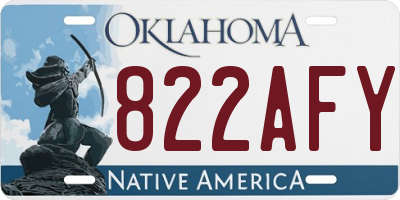 OK license plate 822AFY