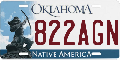 OK license plate 822AGN
