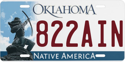 OK license plate 822AIN