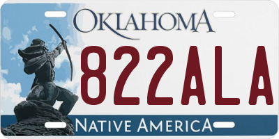OK license plate 822ALA