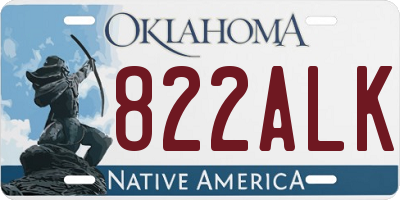 OK license plate 822ALK