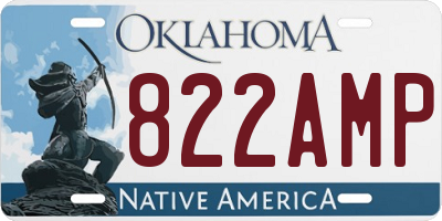 OK license plate 822AMP