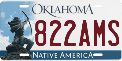 OK license plate 822AMS
