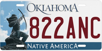 OK license plate 822ANC