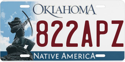 OK license plate 822APZ