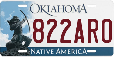 OK license plate 822ARO