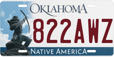 OK license plate 822AWZ