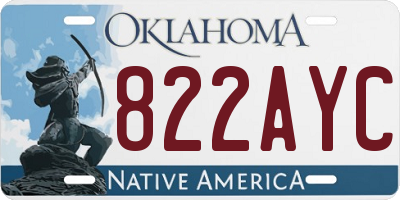 OK license plate 822AYC