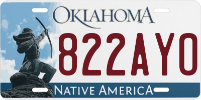 OK license plate 822AYO