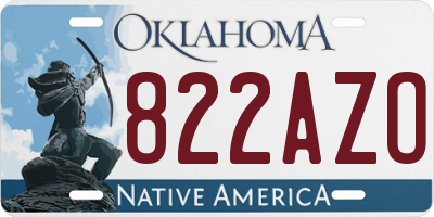 OK license plate 822AZO