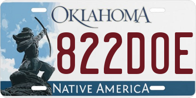 OK license plate 822DOE
