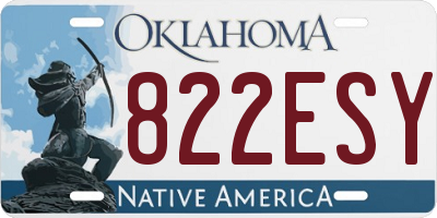 OK license plate 822ESY