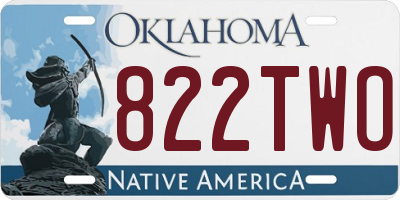 OK license plate 822TWO