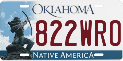 OK license plate 822WRO