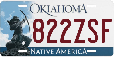 OK license plate 822ZSF