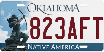 OK license plate 823AFT