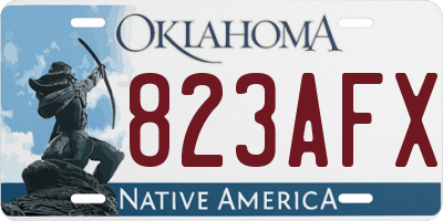 OK license plate 823AFX