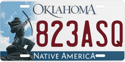 OK license plate 823ASQ