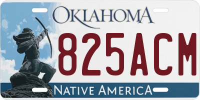 OK license plate 825ACM