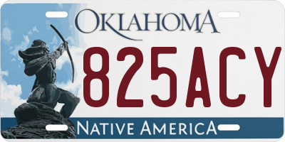 OK license plate 825ACY