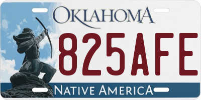 OK license plate 825AFE