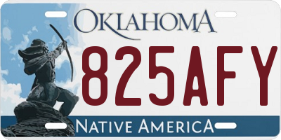 OK license plate 825AFY