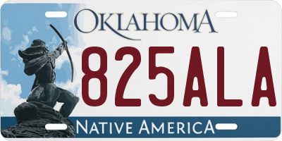 OK license plate 825ALA
