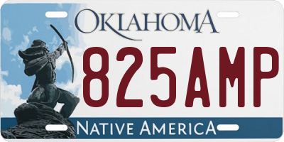 OK license plate 825AMP
