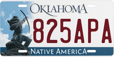 OK license plate 825APA