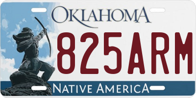 OK license plate 825ARM