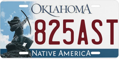 OK license plate 825AST