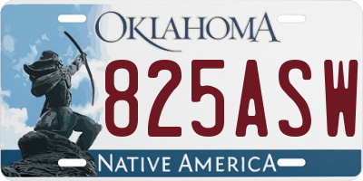 OK license plate 825ASW