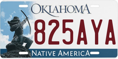 OK license plate 825AYA