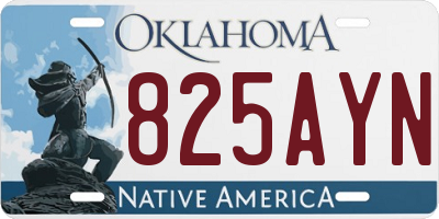 OK license plate 825AYN