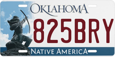 OK license plate 825BRY