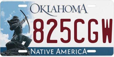 OK license plate 825CGW