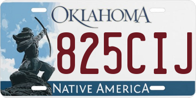 OK license plate 825CIJ