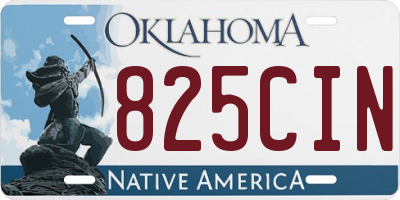 OK license plate 825CIN