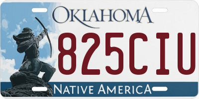 OK license plate 825CIU