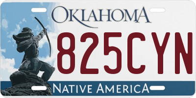 OK license plate 825CYN