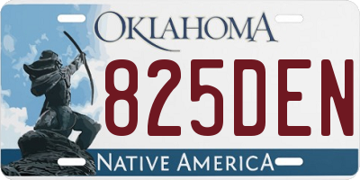 OK license plate 825DEN