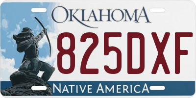 OK license plate 825DXF